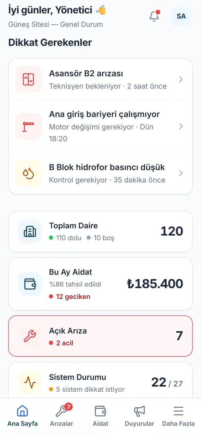 Mobil yönetici paneli