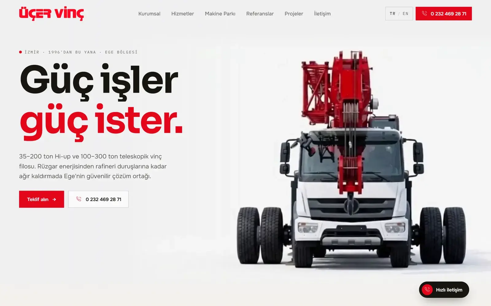 Üçer Vinç Yeni Kurumsal Web Sitesi — Web Tasarım projesi